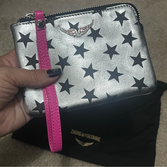 Zadig & Voltaire leather star circus mini clutch/pouch/wristlet - Picture 4 of 5
